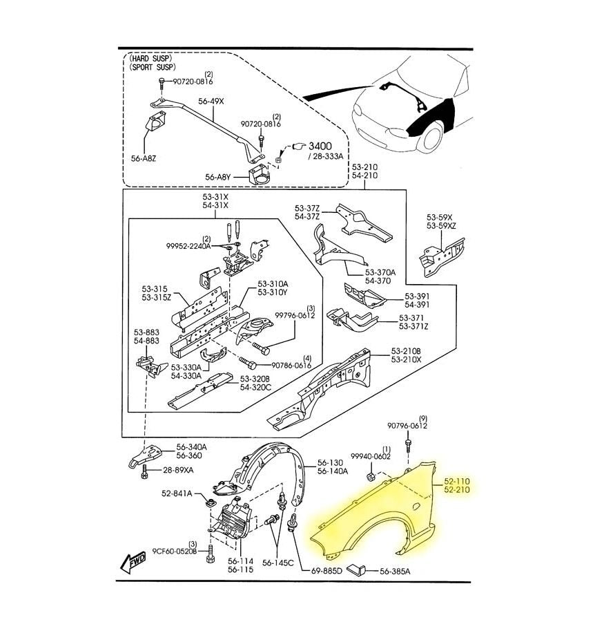 Fender Driver Side New 1999-2005 NB Mazda Miata