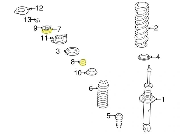 Bushings Set Strut Top Rear Upper and Lower Factory New 1999-2005 NB Mazda Miata