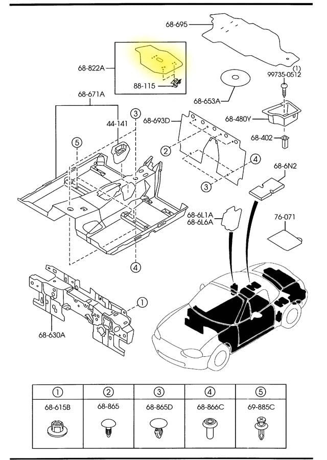 Trunk Board Battery Cover Factory Used 1999-2005 NB Mazda Miata