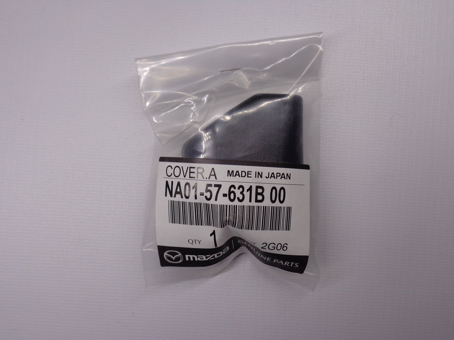 Used OEM Mazda Seat Belt Anchor Cover – For 1990–1993 Miata MX-5 – Black Plastic, NA01-57-631B00
