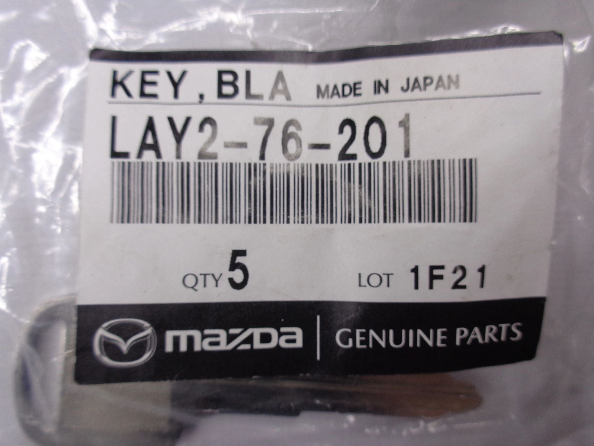 Genuine Mazda MX-5 Mk1 NA Valet Key Blank – New, LAY276201, Japan OEM