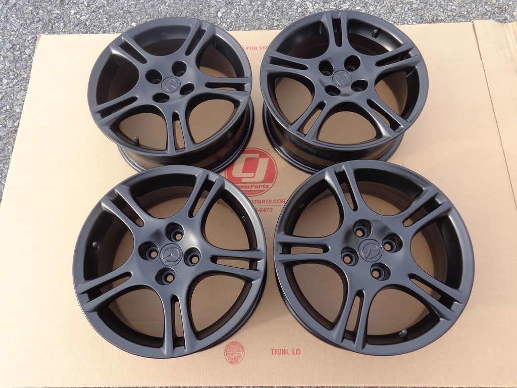 Wheel Set 16X6.5 5 Split Spoke Matte Black Alloy Factory Refurbished for 1990-2005 NA and NB Mazda Miata