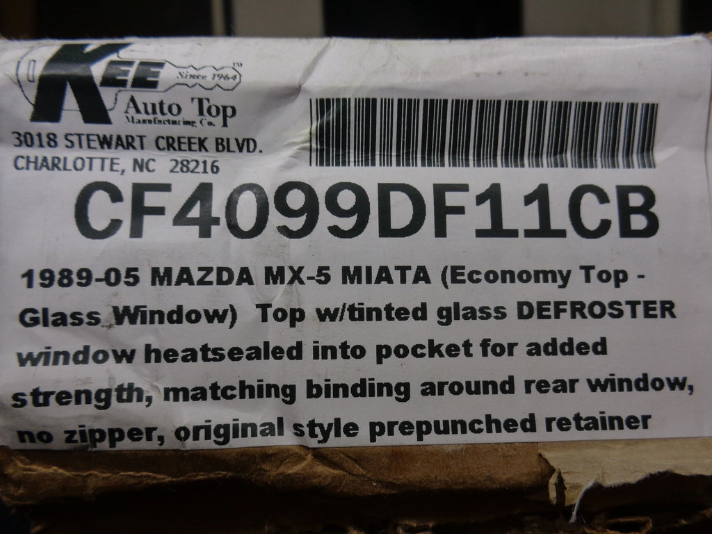 Convertible Top Vinyl Cabrio Economy Top Glass Window Defroster Kee Auto Top Aftermarket New 1990-2005 NA and NB Mazda Miata