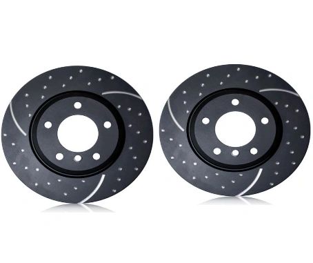 Brake Rotors and Pads Front Set EBC Slotted Drilled and Yellowstuff Aftermarket New 1994-2002 NA and NB Mazda Miata