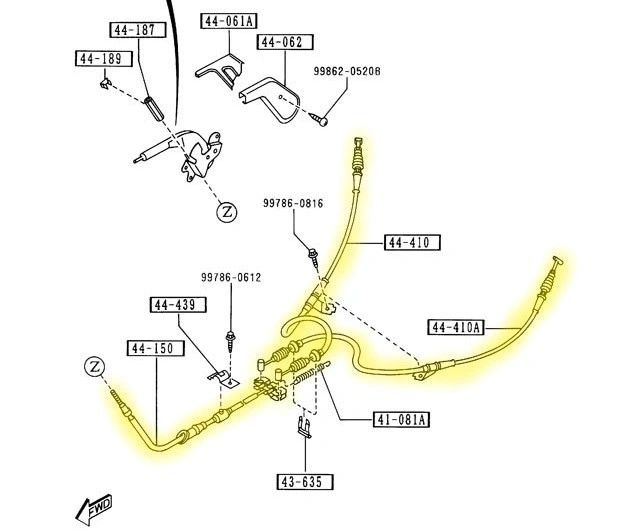 Emergency Brake Cables Factory New 1990-1993 NA Mazda Miata