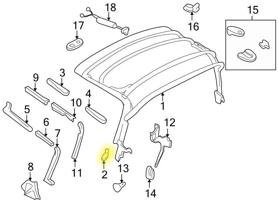 Convertible Top B Pillar Seal Retaining Clips Factory New 1990-2005 NA and NB Mazda Miata